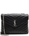 Saint Laurent Black Matelasse Calfskin Monogram Loulou Chain Medium Shoulder  Bag (authentic Pre-lov In Black