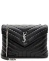 Saint Laurent Black Matelasse Calfskin Monogram Loulou Chain Medium Shoulder  Bag (authentic Pre-lov In Black