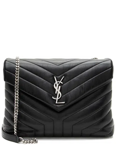 Saint Laurent Black Matelasse Calfskin Monogram Loulou Chain Medium Shoulder  Bag (authentic Pre-lov