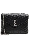 Saint Laurent Black Matelasse Calfskin Monogram Loulou Chain Medium Shoulder Bag (authentic Pre-love In Black