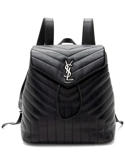 Saint Laurent Black Matelasse Calfskin Monogram Loulou Medium Backpack  (authentic Pre-loved)