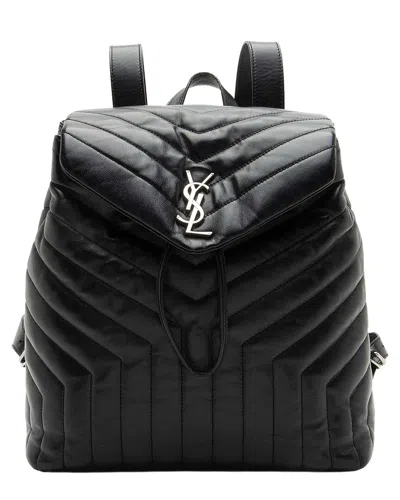 Saint Laurent Black Matelasse Calfskin Monogram Loulou Medium Backpack  (authentic Pre-loved)