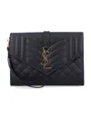 Saint Laurent Black Matelasse Clutch In Black
