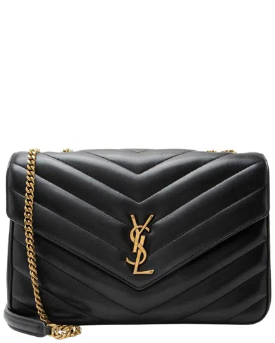 Saint Laurent Black Matelasse Lambskin Monogram Loulou Large Nm Shoulder Bag  (authentic Pre-loved)