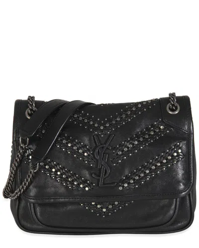 Saint Laurent Black Matelasse Leather Studded Small Niki Chain Bag (authentic  Pre-loved)