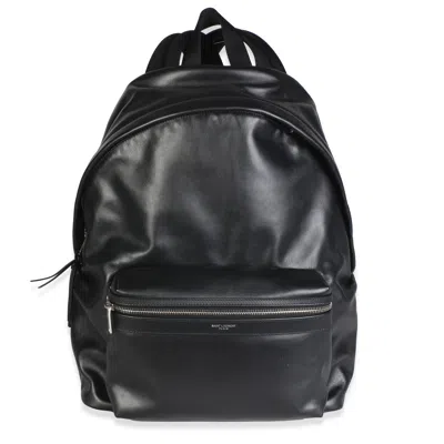 Pre-owned Saint Laurent Black Matte Leather City Backpack