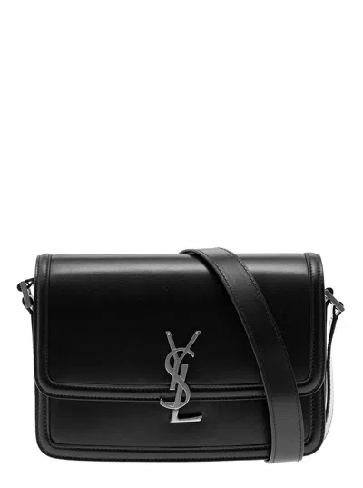 Saint Laurent Black Messenger Bag With Cassandre Detail In Smooth Leather Man