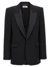 Saint Laurent Single-breasted Velvet Tuxedo Jacket In Black