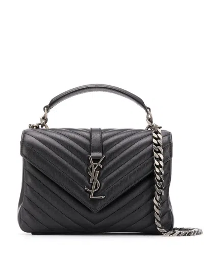 SAINT LAURENT BLACK MONOGRAM COLLEGE LEATHER CROSSBODY BAG
