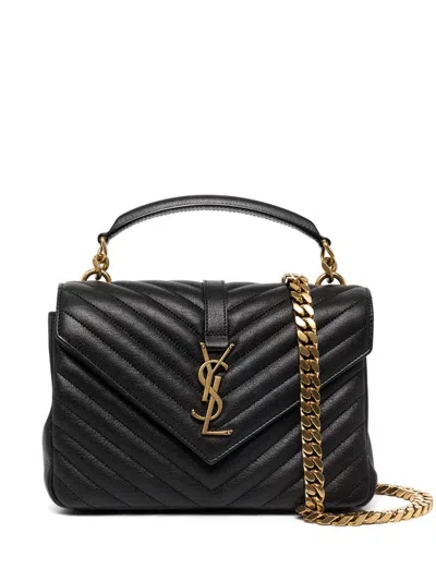 Saint Laurent Black Monogram College Leather Crossbody Bag