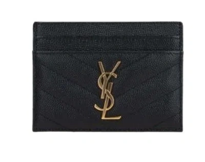 Saint Laurent Black Monogram Credit Card Holder