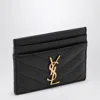 Saint Laurent Black Monogram Credit Card Holder Women In Beige
