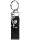 Saint Laurent Black Monogram Leather Keyring In Black