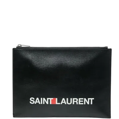 Pre-owned Saint Laurent Black Multi-color Leather Clutch Bag () In Black, Multi-color