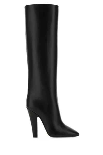 Saint Laurent Black Nappa Leather 68 Tube Boots In 1000
