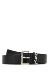 Saint Laurent Black Nappa Leather Belt In Black
