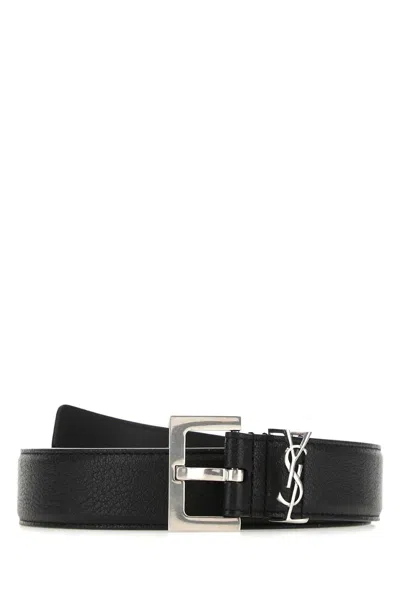 Saint Laurent Black Nappa Leather Belt