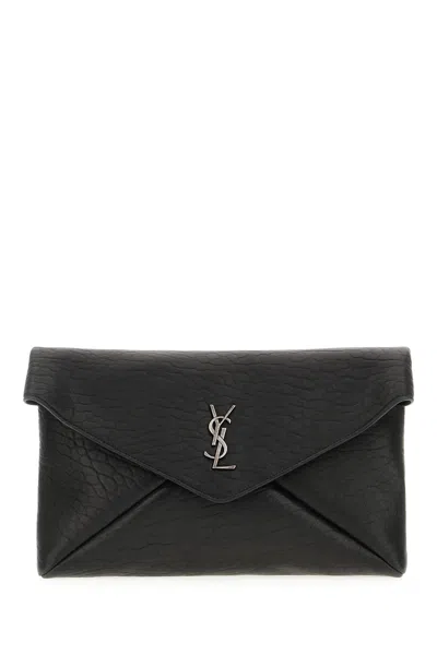 Saint Laurent Black Nappa Leather Clutch