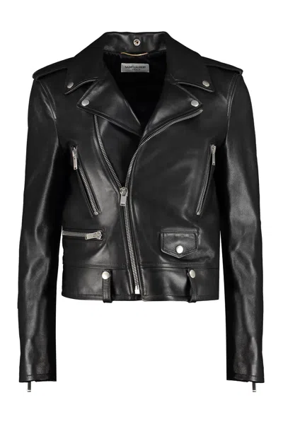 SAINT LAURENT SAINT LAURENT BLACK NAPPA LEATHER JACKET
