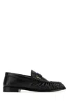 Saint Laurent Black Nappa Leather Loafers In Animal Print