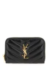 Saint Laurent Cassandre Quilted Leather Zip-around Wallet In Black