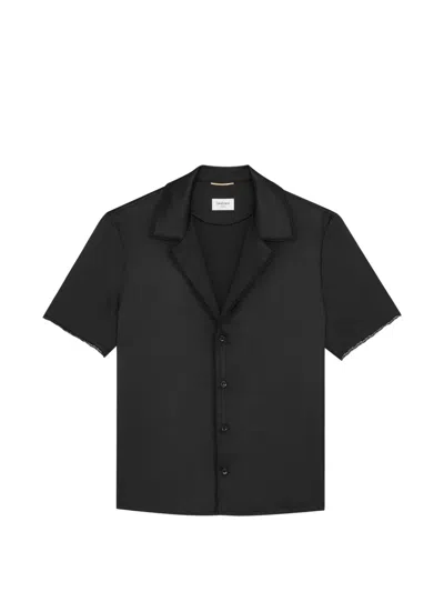 Saint Laurent Black Notched Lace Trim Shirt