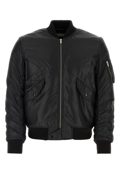 SAINT LAURENT BLACK NYLON BOMBER JACKET