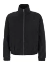 Saint Laurent Black Jacket With High Neck And Logo Lettering On The Front In Tech Fabric Man In Nero