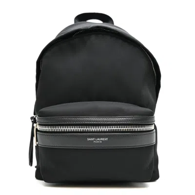Pre-owned Saint Laurent Black Nylon Leather Backpack ()