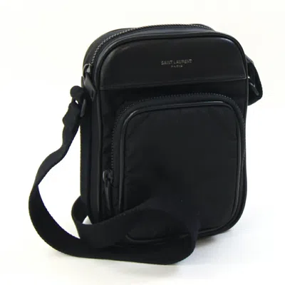 Pre-owned Saint Laurent Black Nylon Leather Pochette Pouch Shoulder Bag ()