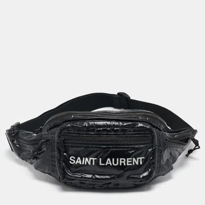 Pre-owned Saint Laurent Black Nylon Logo Belt Bag