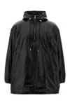Saint Laurent Cassandre Anorak Oversized Hooded Coat In 1000