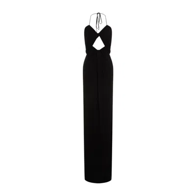 Saint Laurent Backless Halter Dress In Black