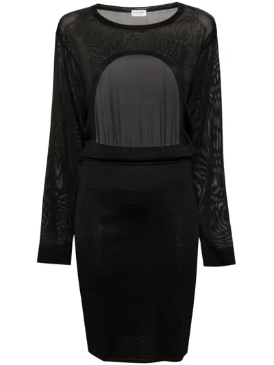 Saint Laurent Open-back Knitted Dress In Black