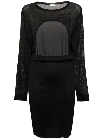 SAINT LAURENT BLACK OPEN-BACK KNITTED DRESS