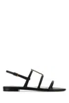 Saint Laurent Cassandra Calfskin Ysl Slingback Sandals In Black