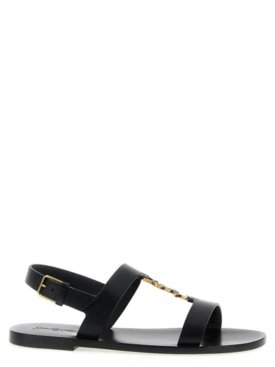 SAINT LAURENT BLACK OPEN TOE SANDALS