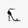 Saint Laurent 11cm Heel Open Toe Patent Leather Sandals In Schwarz