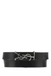 Saint Laurent Black Opyum Leather Double-loop Bracelet In Black