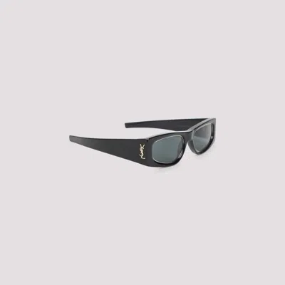 Saint Laurent Black Oval Shield Sunglasses