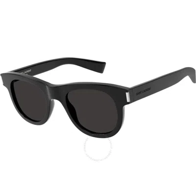 Saint Laurent Black Oval Unisex Sunglasses Sl 571 001 49