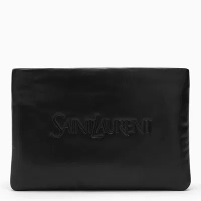 Saint Laurent Black Padded Lambskin Clutch Handbag | Ss24 Collection