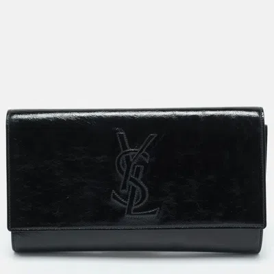 Pre-owned Saint Laurent Black Patent Leather Belle De Jour Clutch