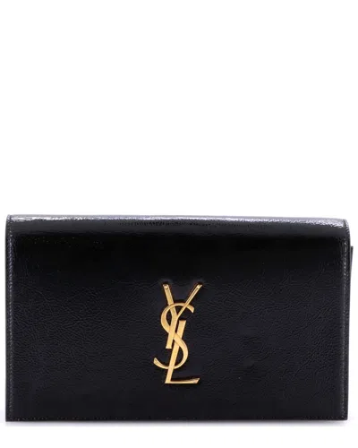 Saint Laurent Black Patent Leather Classic Monogram Clutch Large (authentic  Pre-loved)