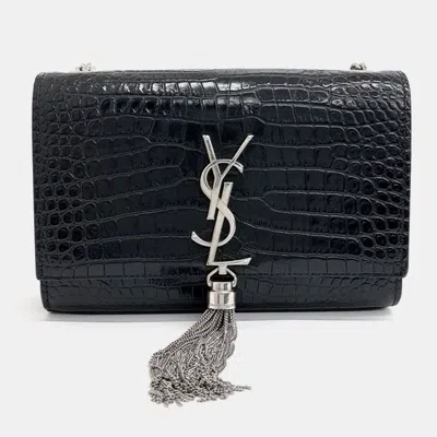 Pre-owned Saint Laurent Black Patent Leather Kate Chain Crossbody Bag