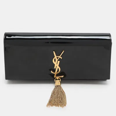 Pre-owned Saint Laurent Black Patent Leather Kate Tassel Clutch