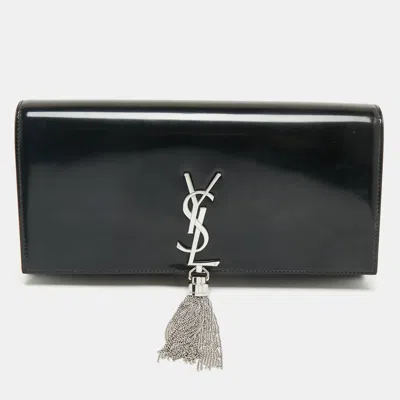 Pre-owned Saint Laurent Black Patent Leather Kate Tassel Clutch