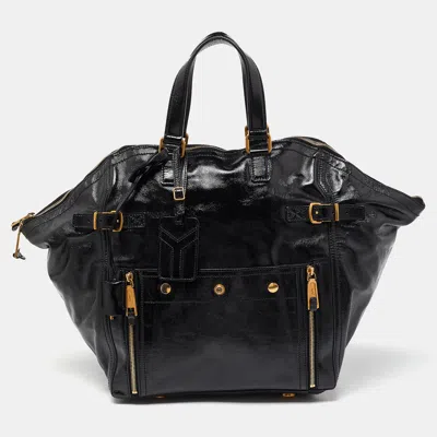 Pre-owned Saint Laurent Black Patent Leather Large Downtown Tote
