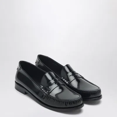 Saint Laurent Anthony Embellished Leather Penny Loafers In Black