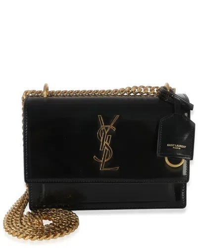 Pre-owned Saint Laurent Black Patent Leather Monogram Small Sunset Bag (authentic Pre-  Loved)